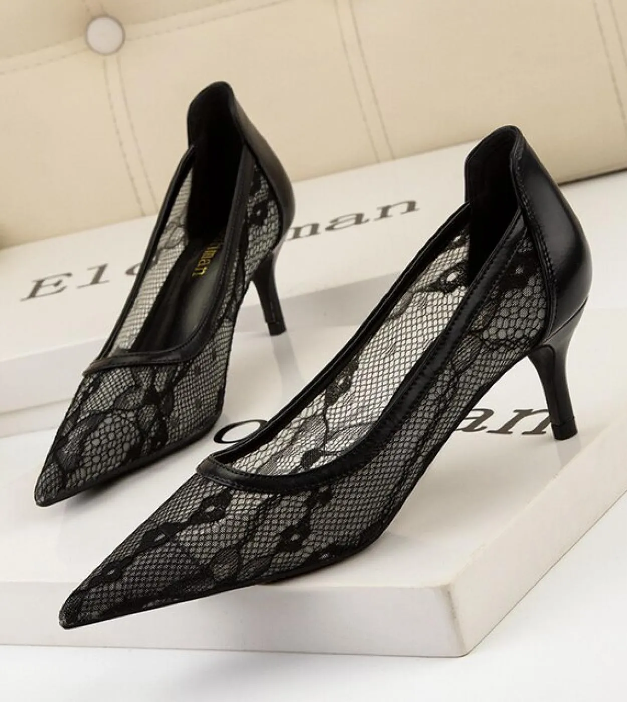 2022 primavera tacchi sottili pompe scarpe da donna scarpe a punta tacco alto scarpe da lavoro maglia a pois vintage eleganti po