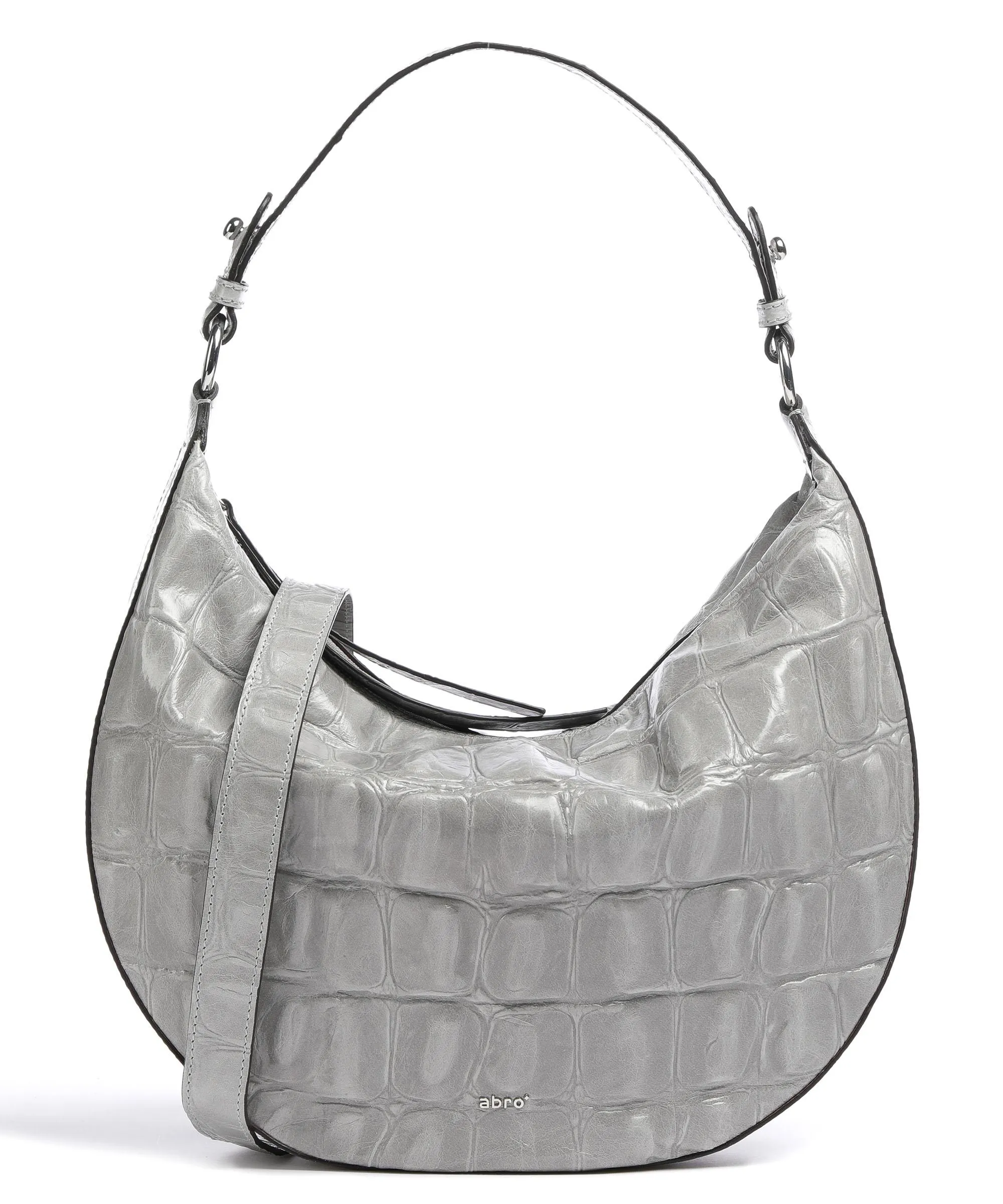  Abro Primitivo Lulu Borsa hobo pelle di vacchetta goffrata grigio  