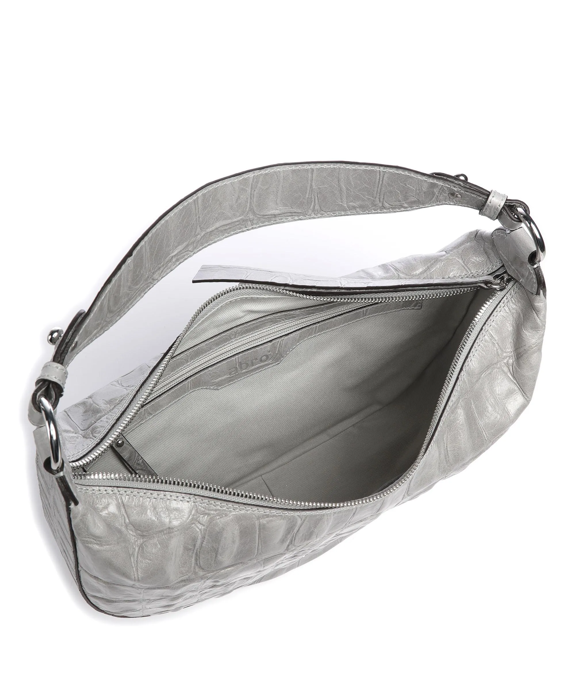  Abro Primitivo Lulu Borsa hobo pelle di vacchetta goffrata grigio  