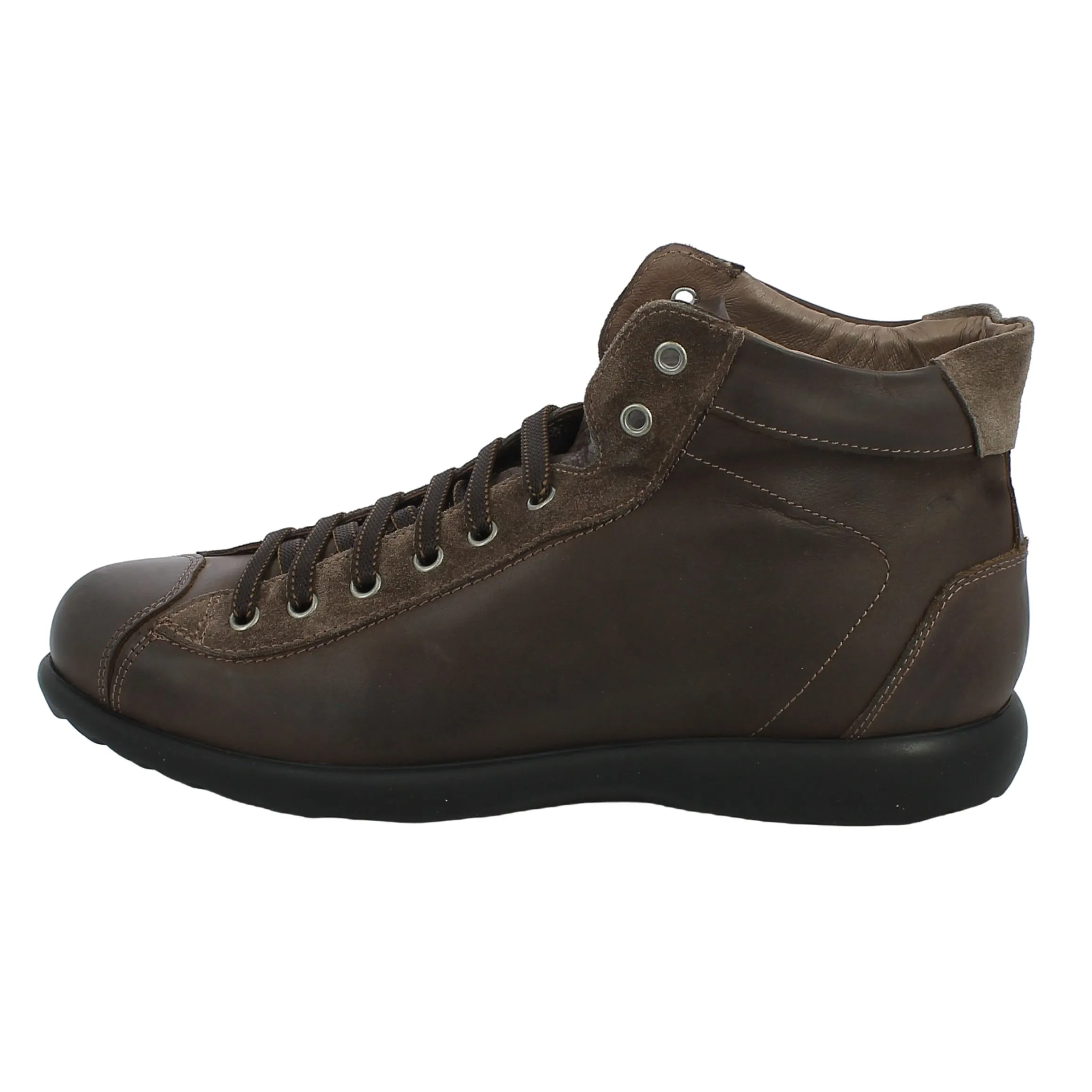 BRAND  Sneaker alta in pelle e camoscio marrone 