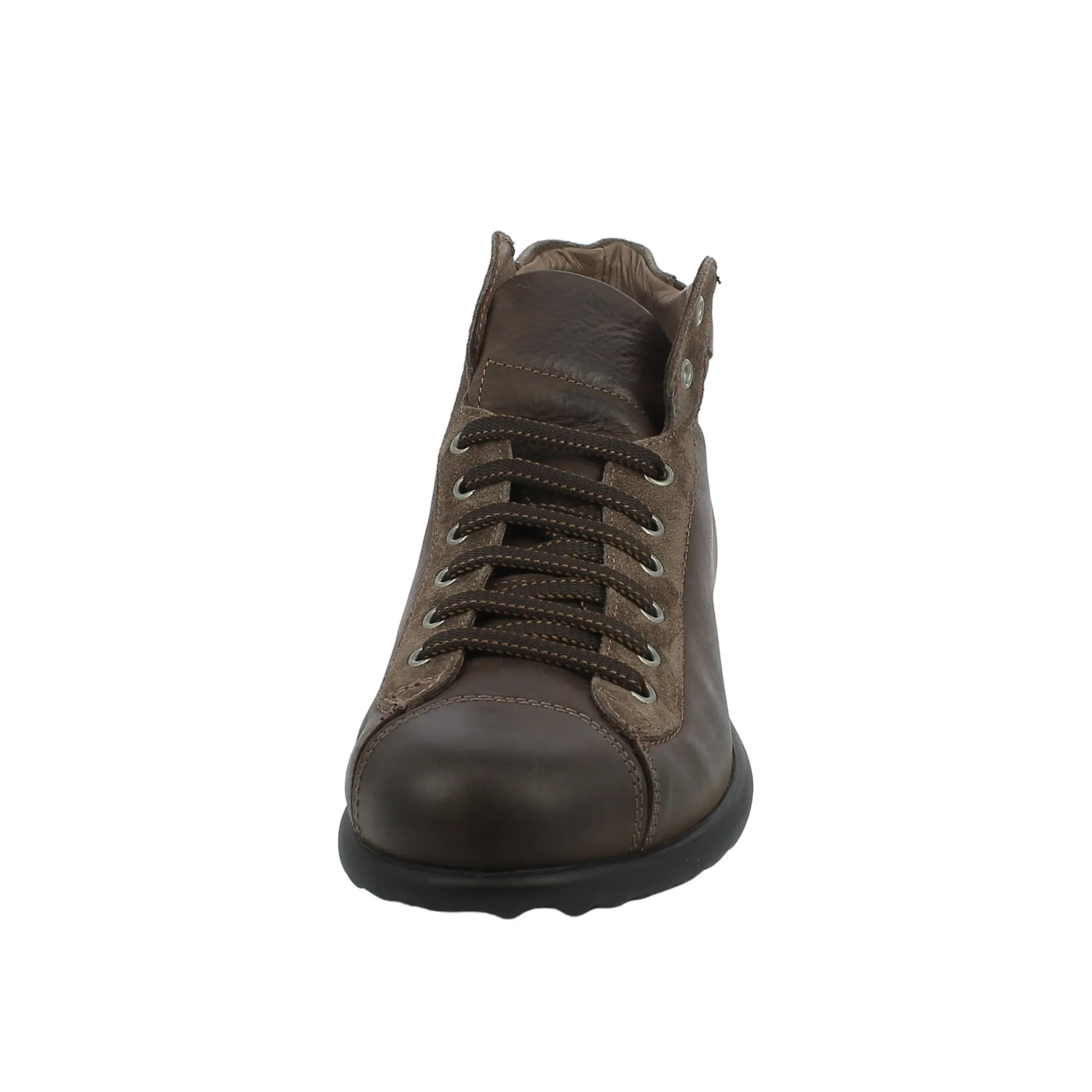 BRAND  Sneaker alta in pelle e camoscio marrone 