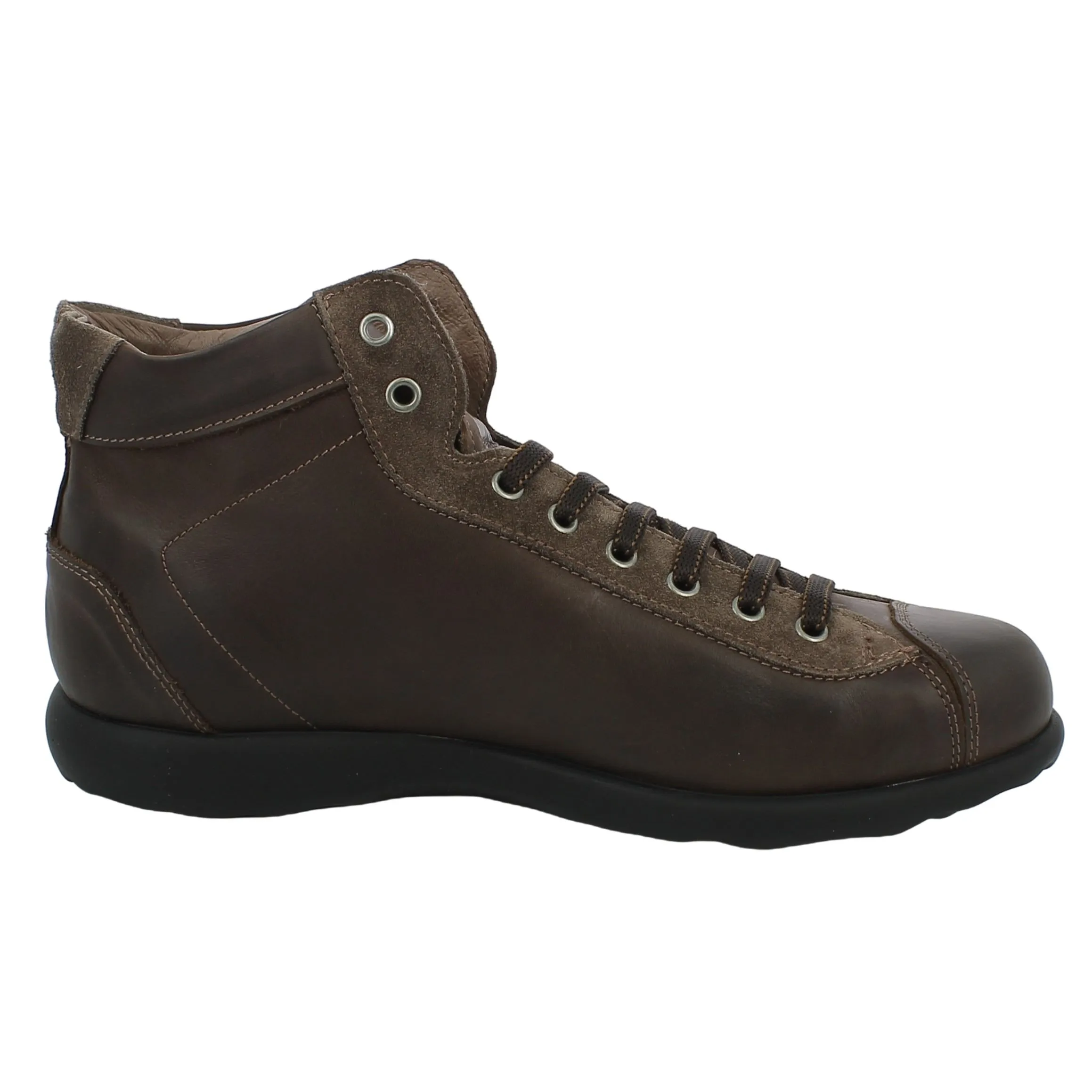 BRAND  Sneaker alta in pelle e camoscio marrone 