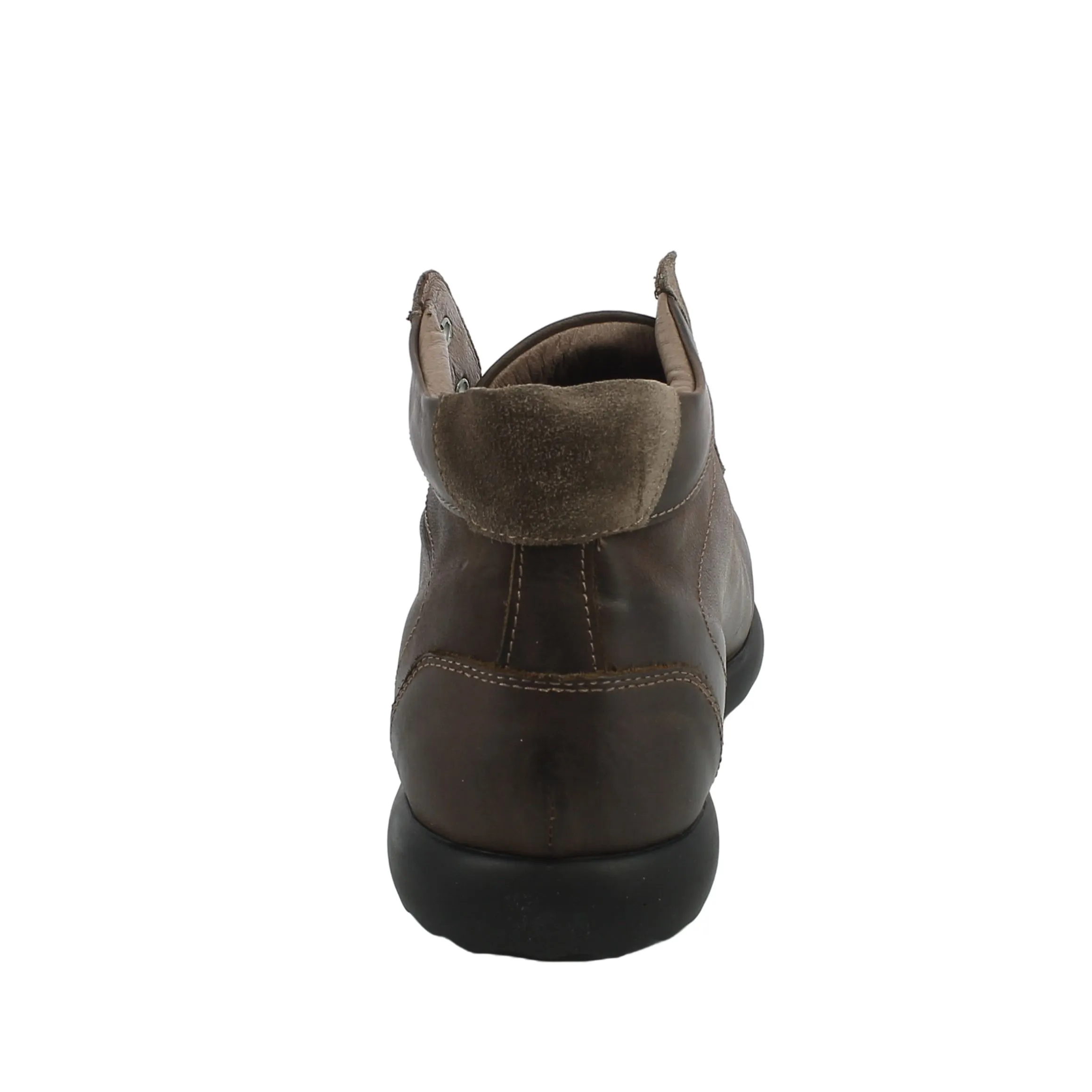 BRAND  Sneaker alta in pelle e camoscio marrone 