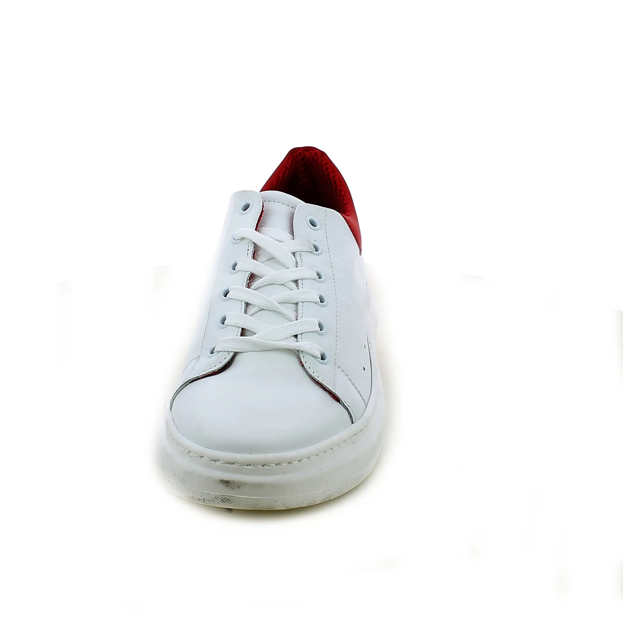 BRAND  Sneaker bianca con tallone rosso 