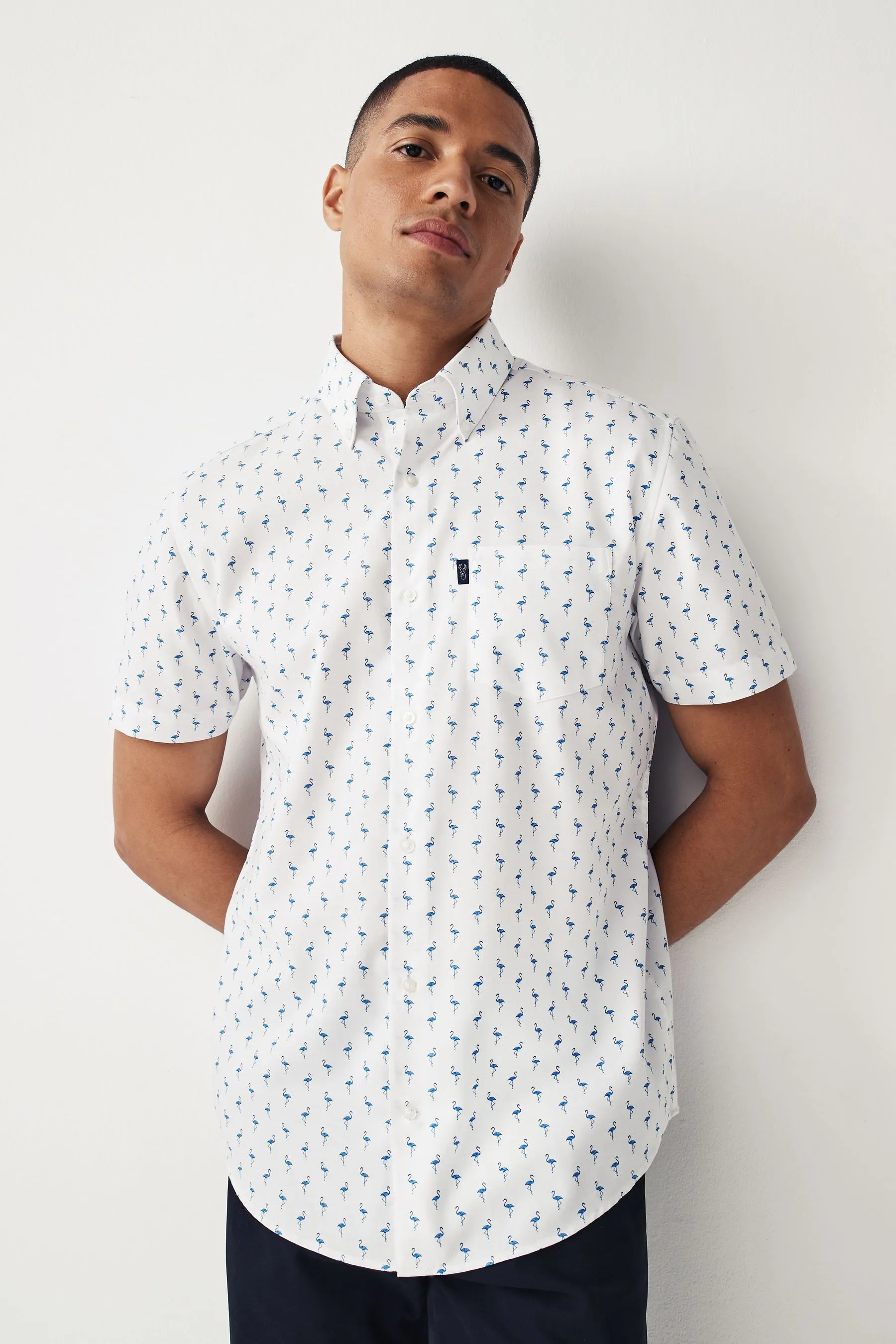 Camicia facile da stirare con colletto Manica corta Oxford abbottonato