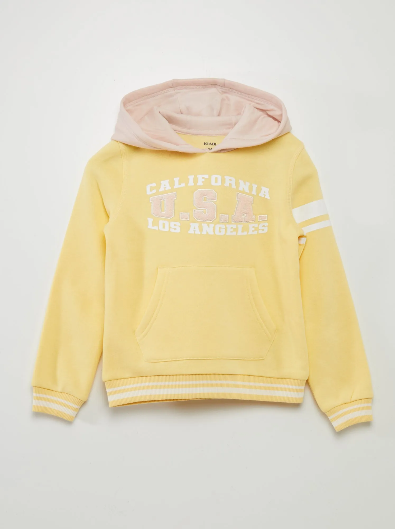 Felpa con cappuccio bicolore in stile americano - GIALLO