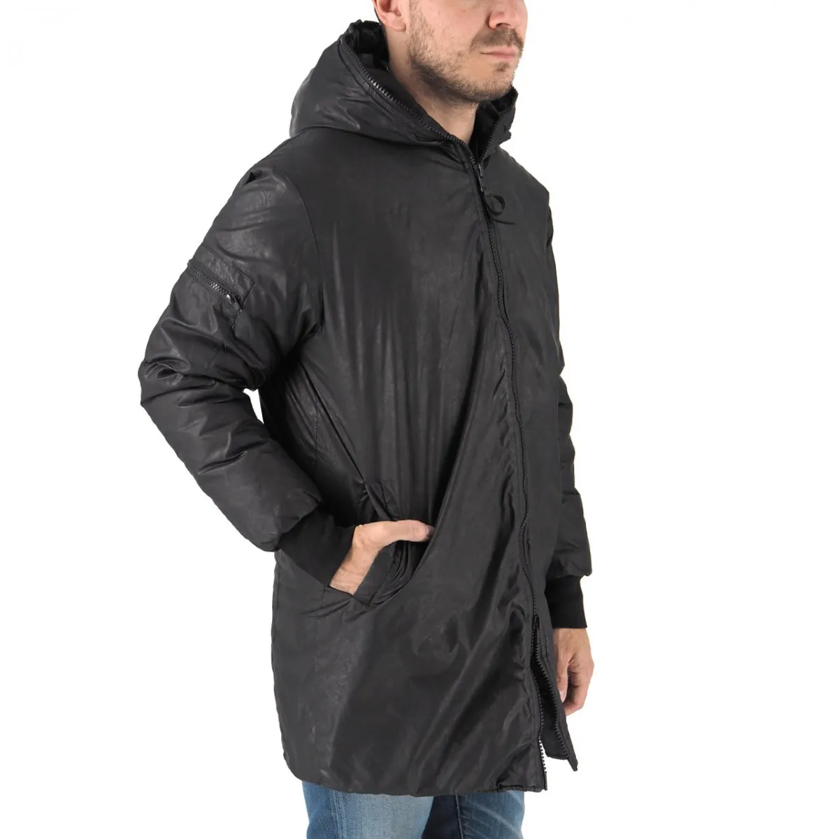 Giacca Con Cappucio Nero