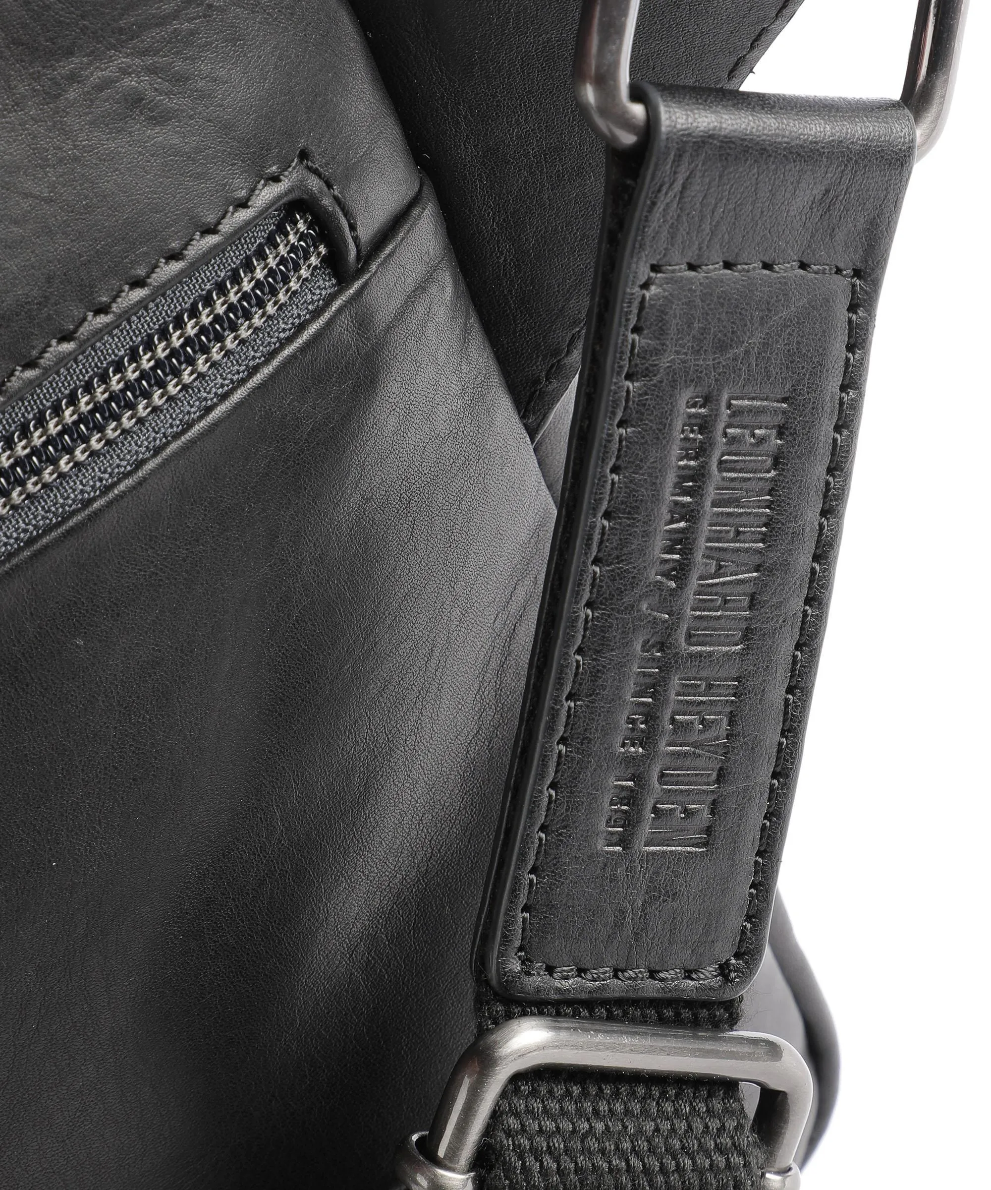  Leonhard Heyden Hamburg XS Borsa a tracolla pelle di vacchetta finemente grana nero  