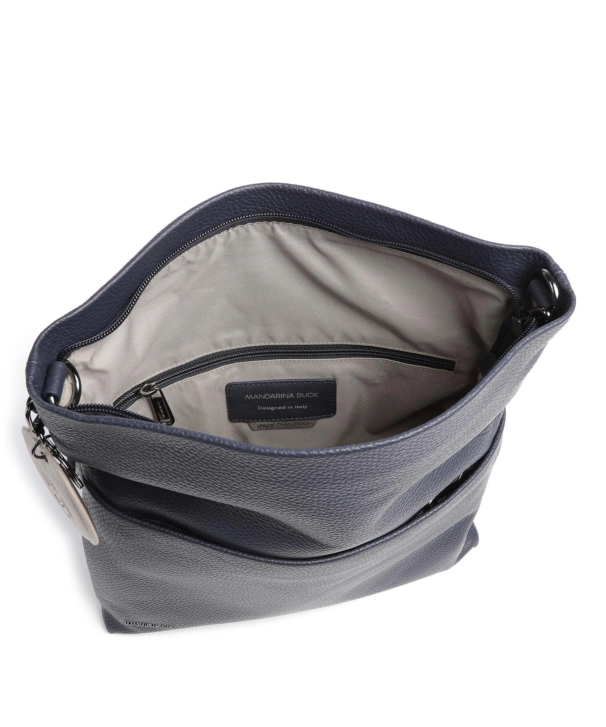  Mandarina Duck Mellow Leather Borsa a spalla pelle di vitello grana blu  