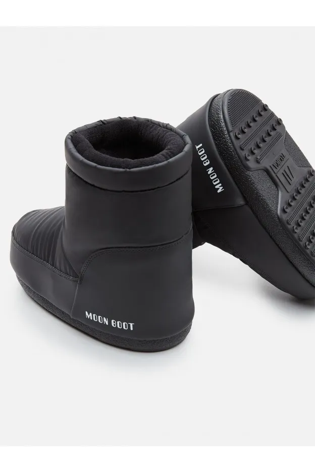 Moon Boot Icon Low Nolace Rubber Nero In Gomma Senza Lacci