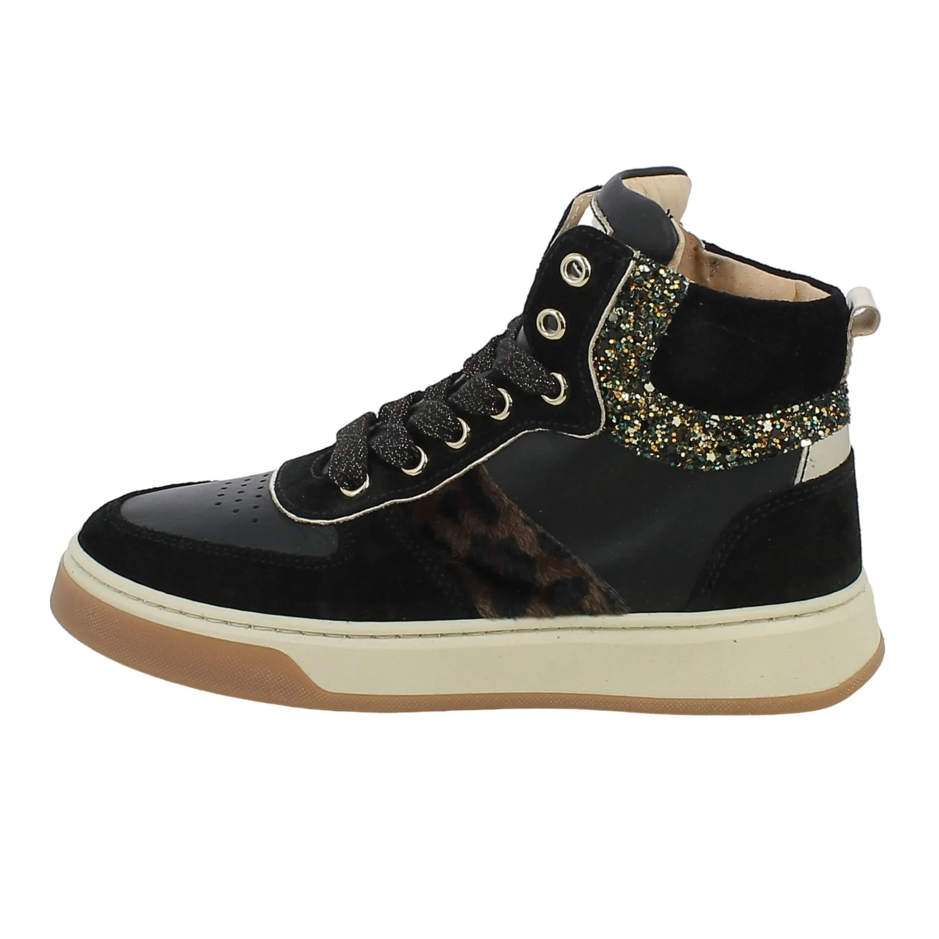 NeroGiardini  Sneaker alta con fascia animalier e glitter 