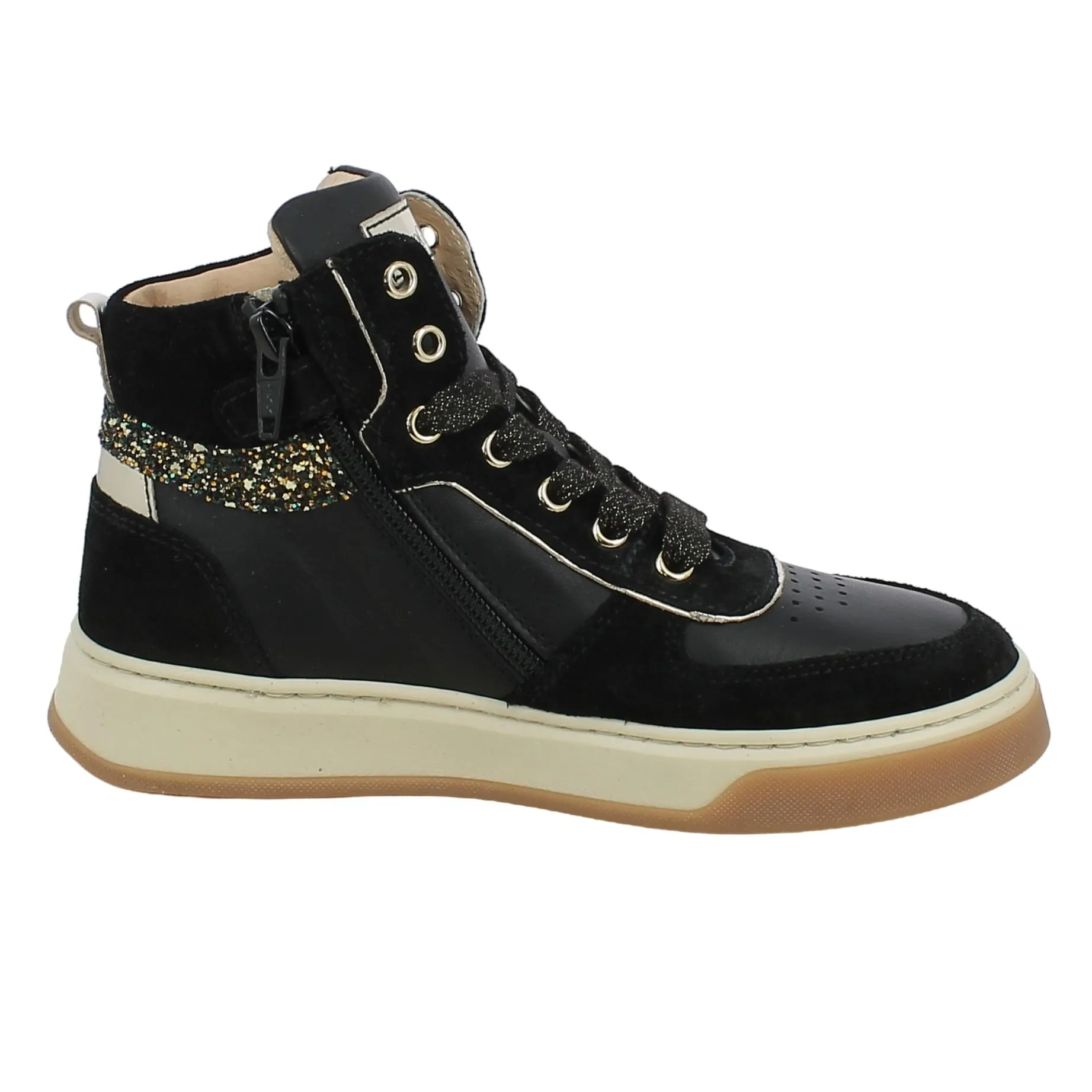 NeroGiardini  Sneaker alta con fascia animalier e glitter 