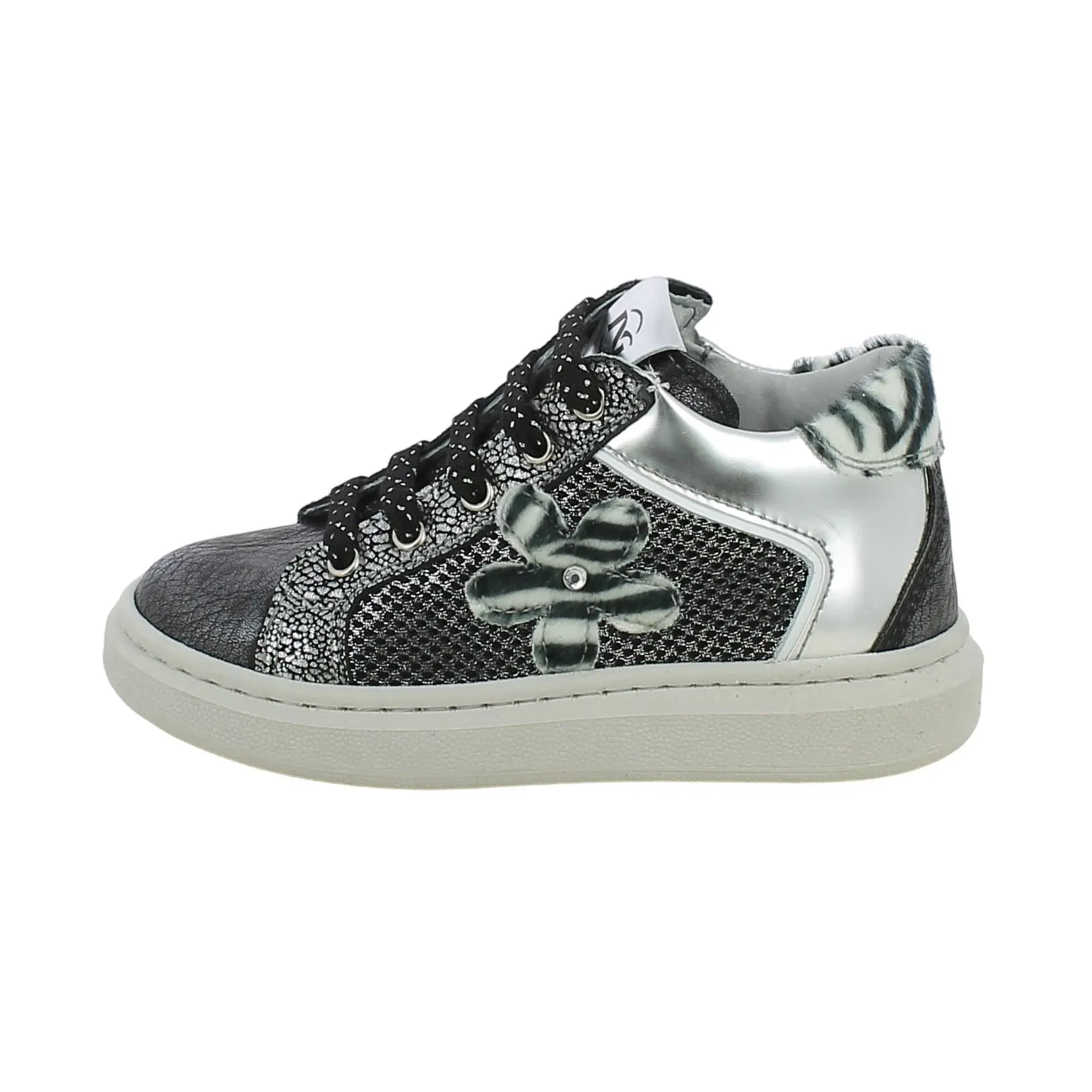 NeroGiardini  Sneaker mid con fiore e tallone animalier 