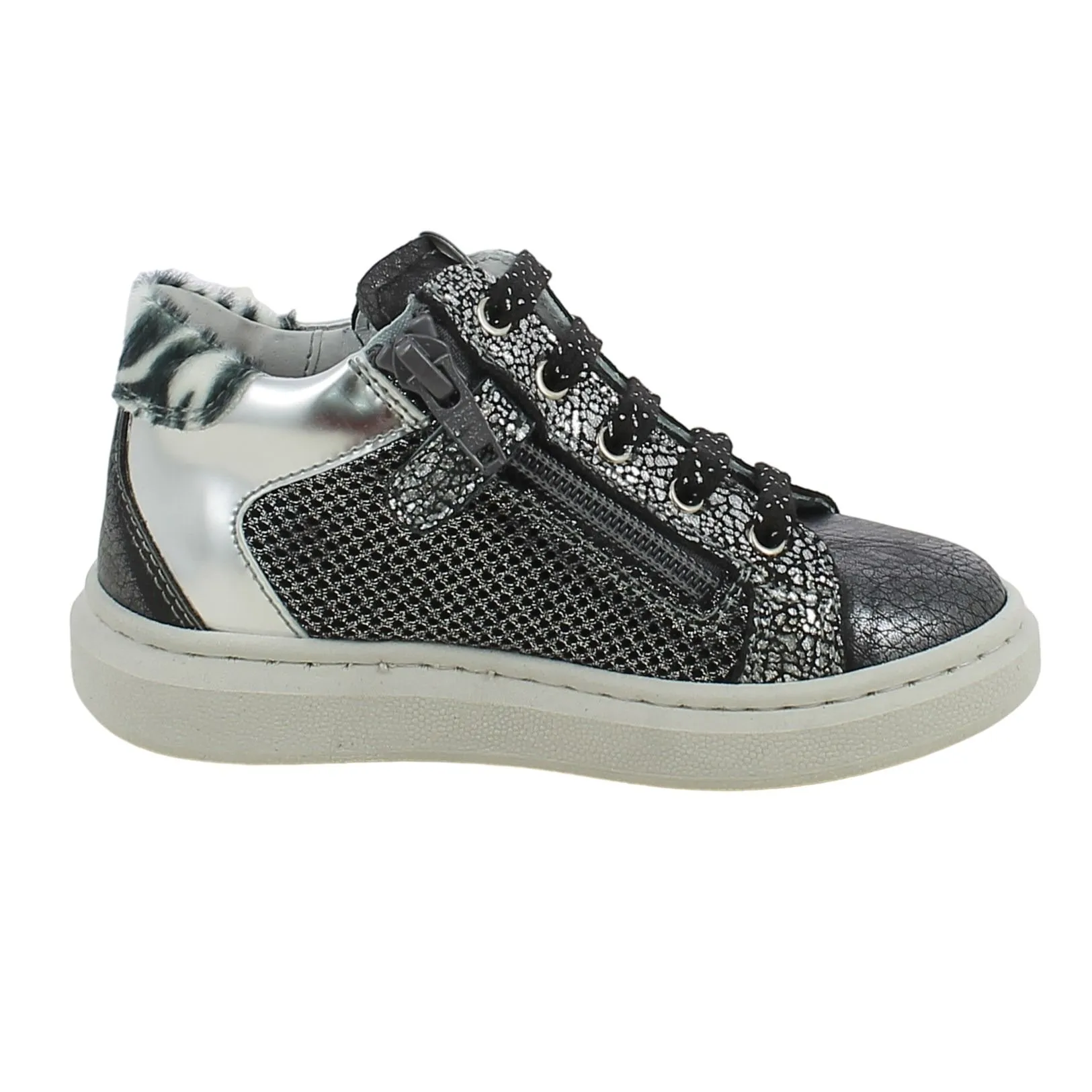 NeroGiardini  Sneaker mid con fiore e tallone animalier 