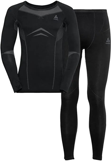ODLO FUNDAMENTALS PERFORMANCE WARM MEN SET LONG Black/ Graphite Grey completo termico