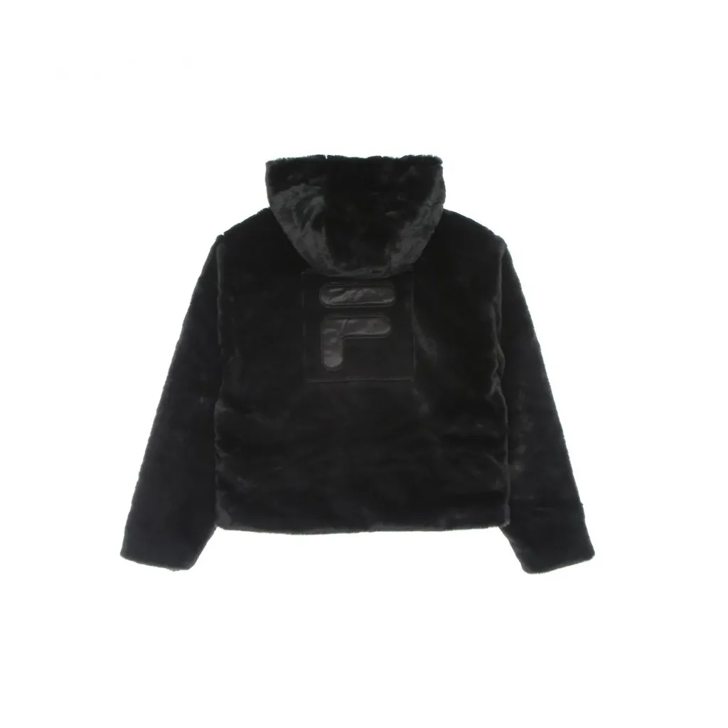 pelliccia ragazza samantha fake fur hooded jacket BLACK