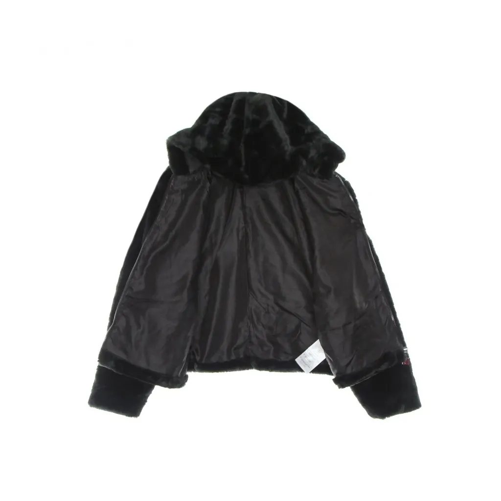 pelliccia ragazza samantha fake fur hooded jacket BLACK