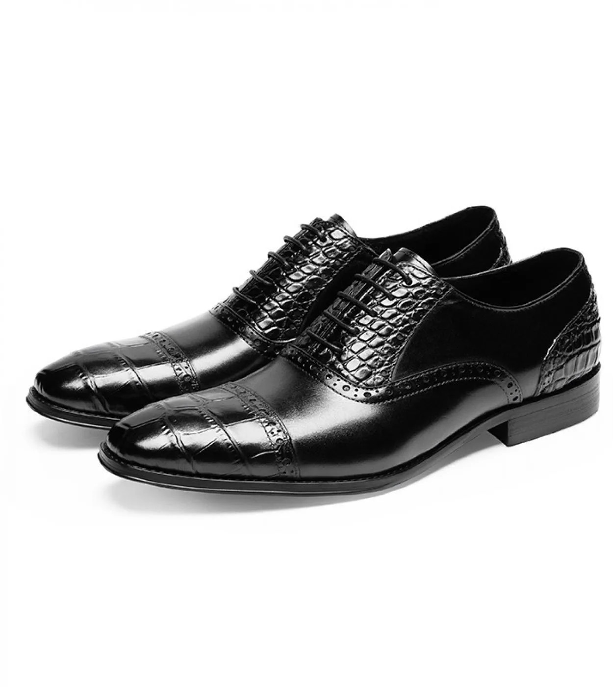 Scarpe eleganti da uomo con motivo a coccodrillo di marca Scarpe eleganti da uomo in vera pelle di lusso con lacci a punta sarch
