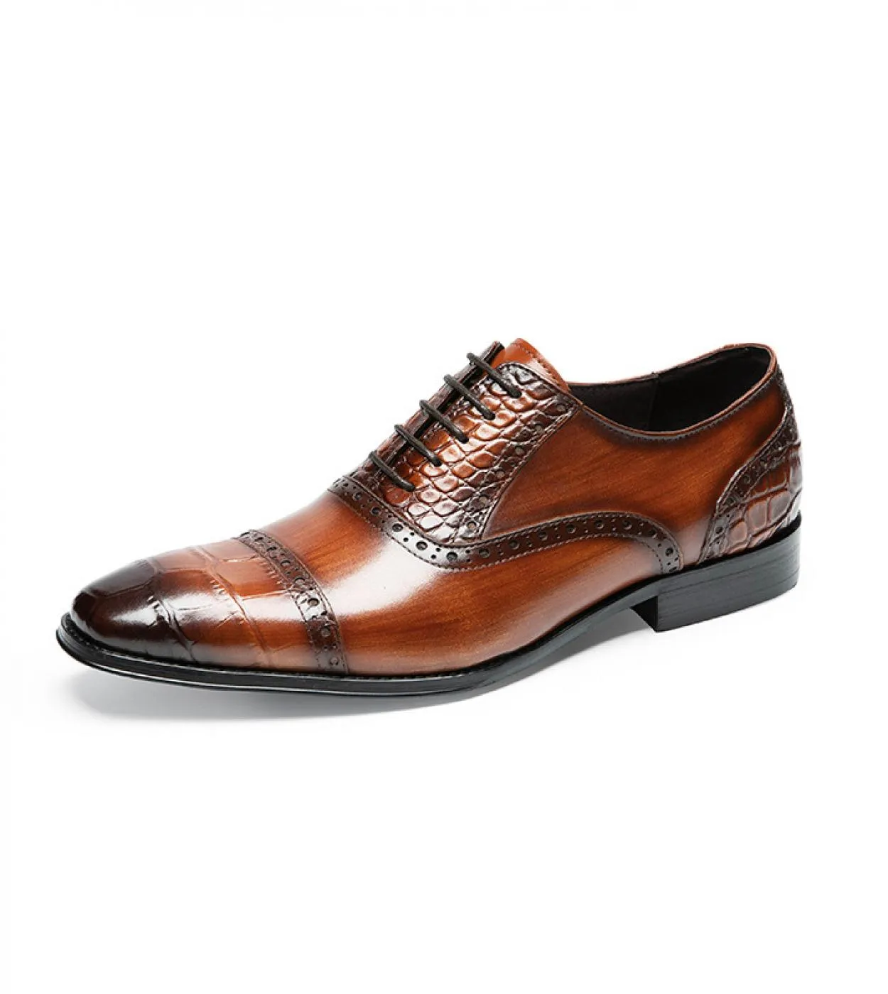 Scarpe eleganti da uomo con motivo a coccodrillo di marca Scarpe eleganti da uomo in vera pelle di lusso con lacci a punta sarch