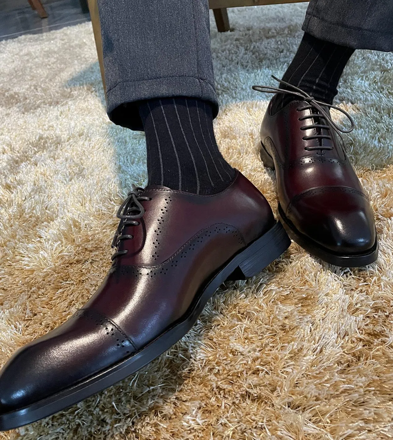 Scarpe eleganti da uomo in stile autunno nuovo Scarpe eleganti da uomo in vera pelle di lusso bordeaux nero con lacci scarpe da