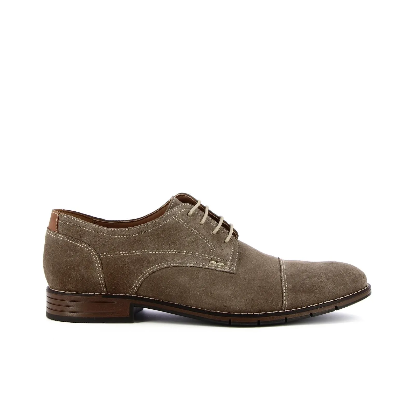 Scarpe stringate eleganti beige in pelle con puntina segnata