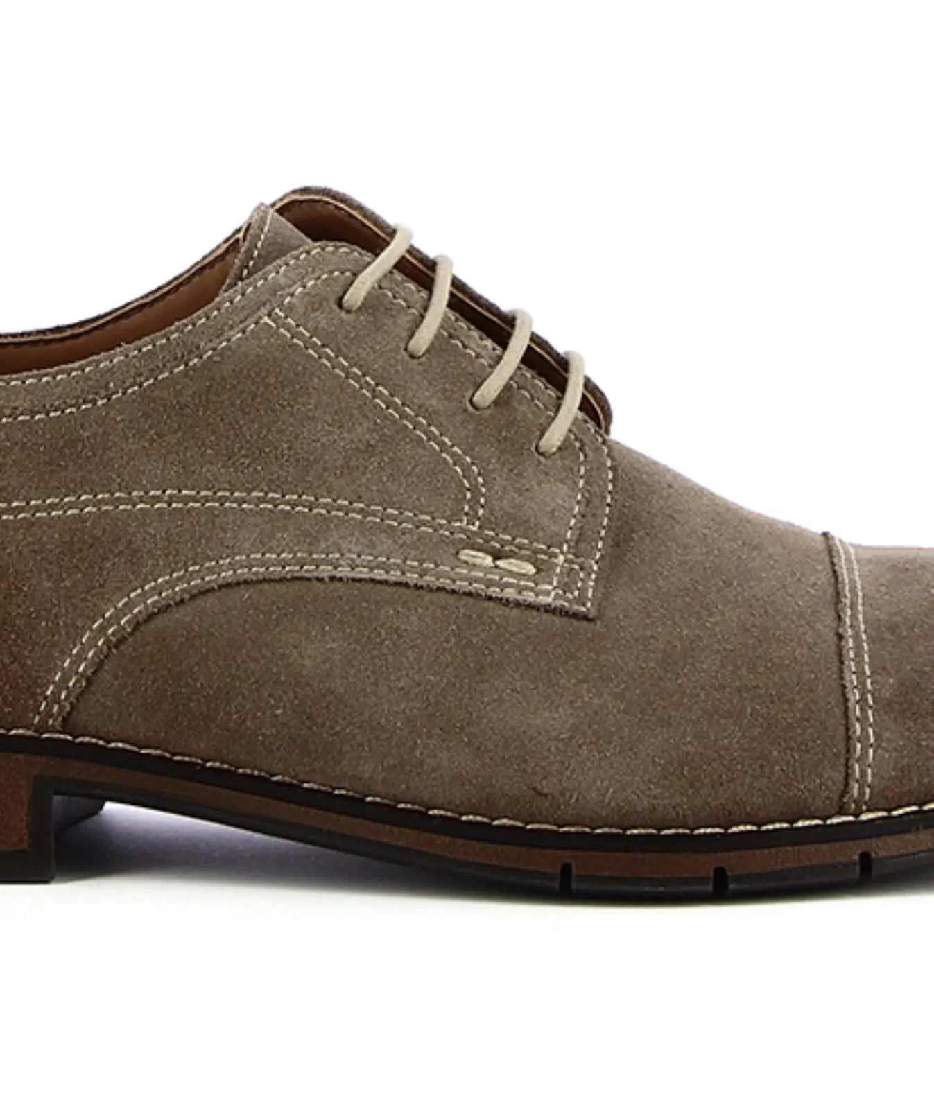 Scarpe stringate eleganti beige in pelle con puntina segnata