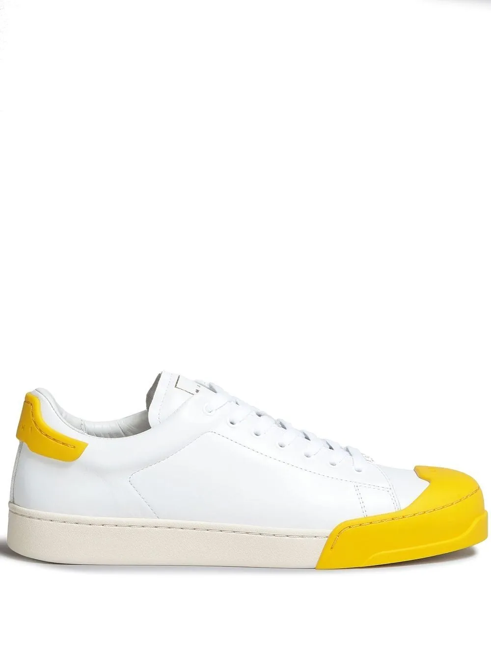 sneaker bianca con dettagli in giallo