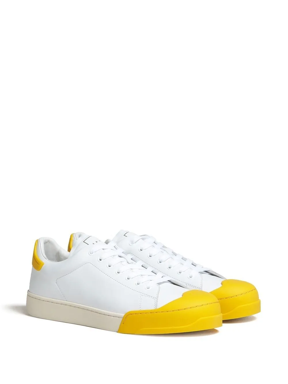 sneaker bianca con dettagli in giallo