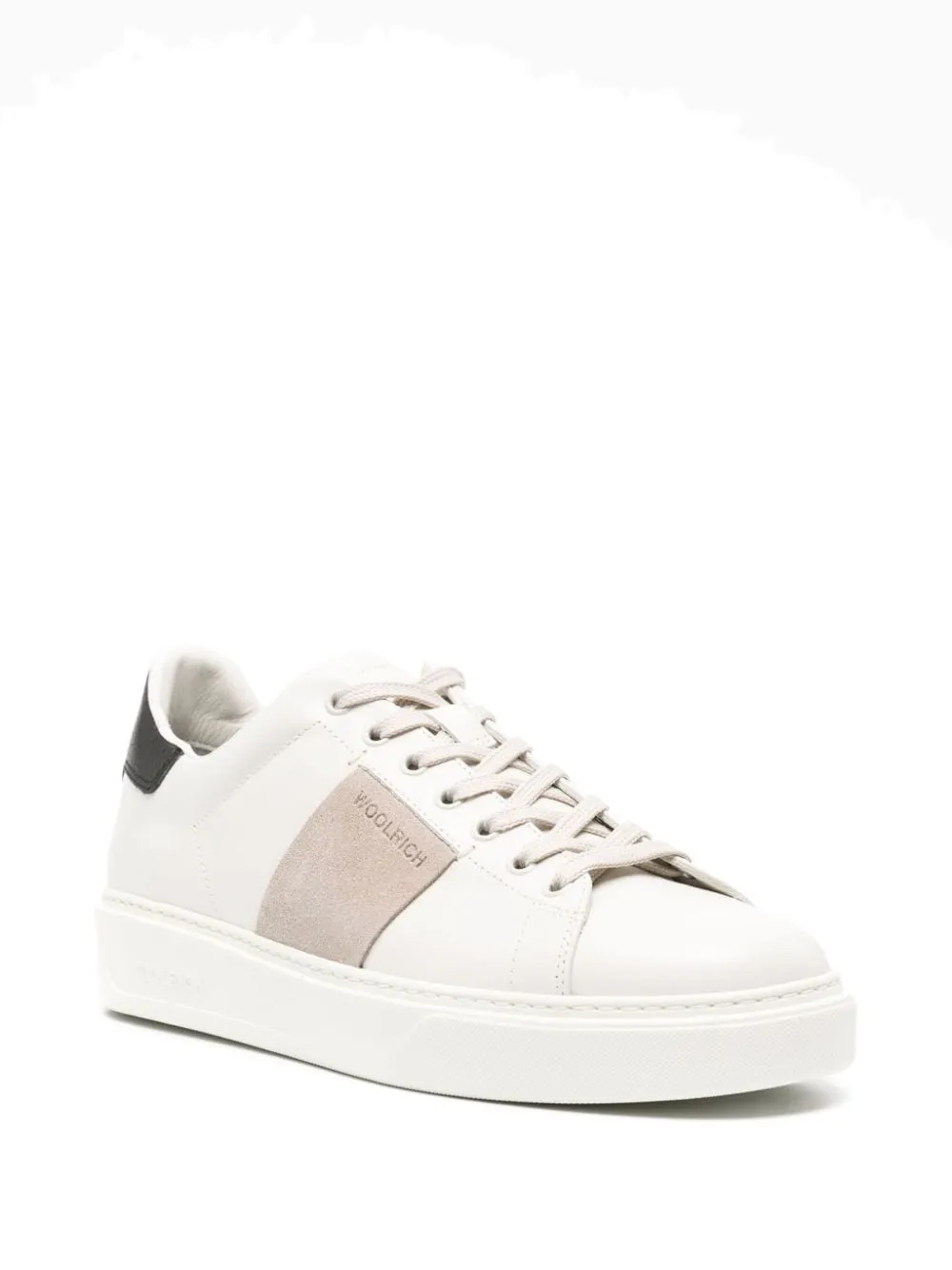 sneaker bianca con fascia sabbia