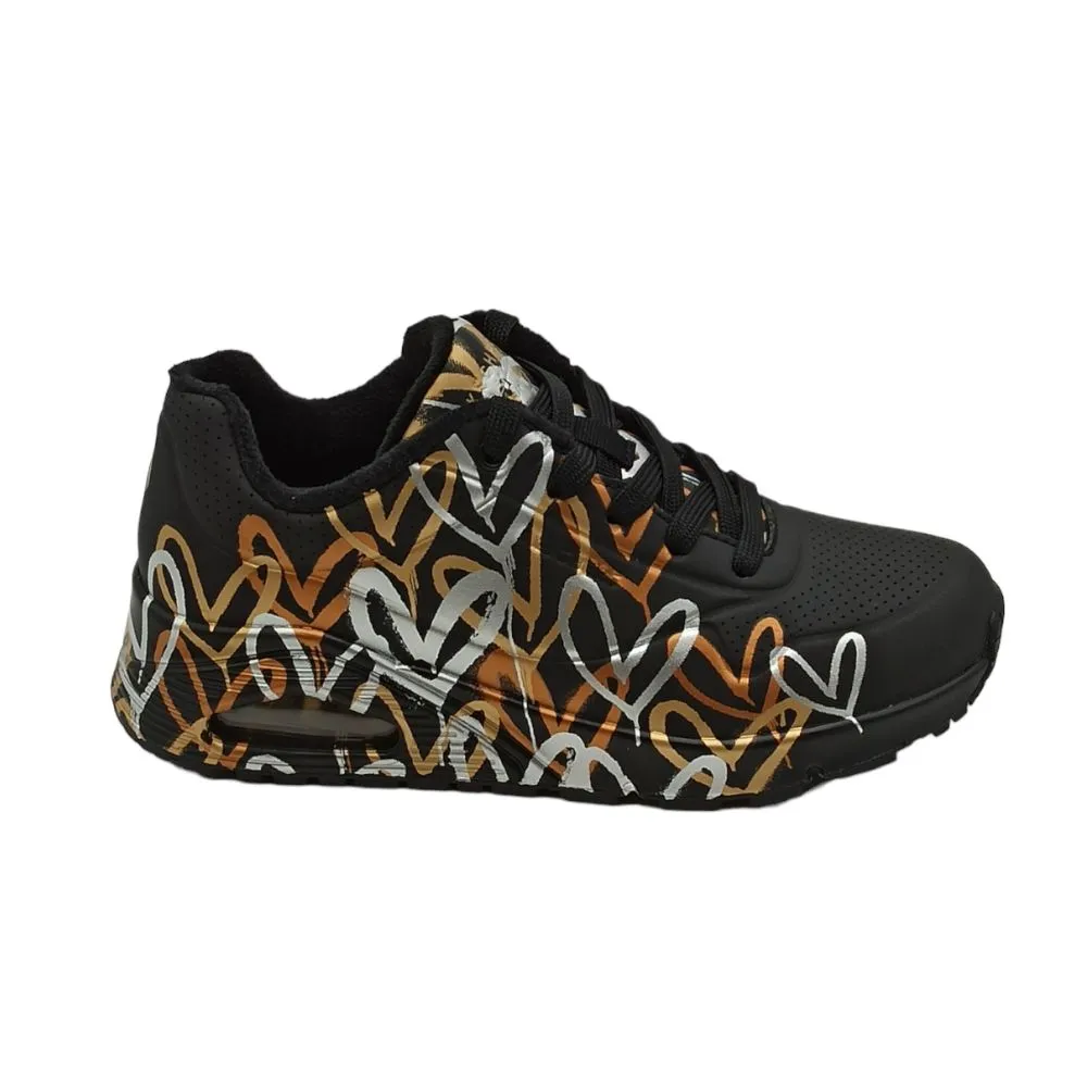Sneaker donna ecopelle Skechers 155523 BKGD