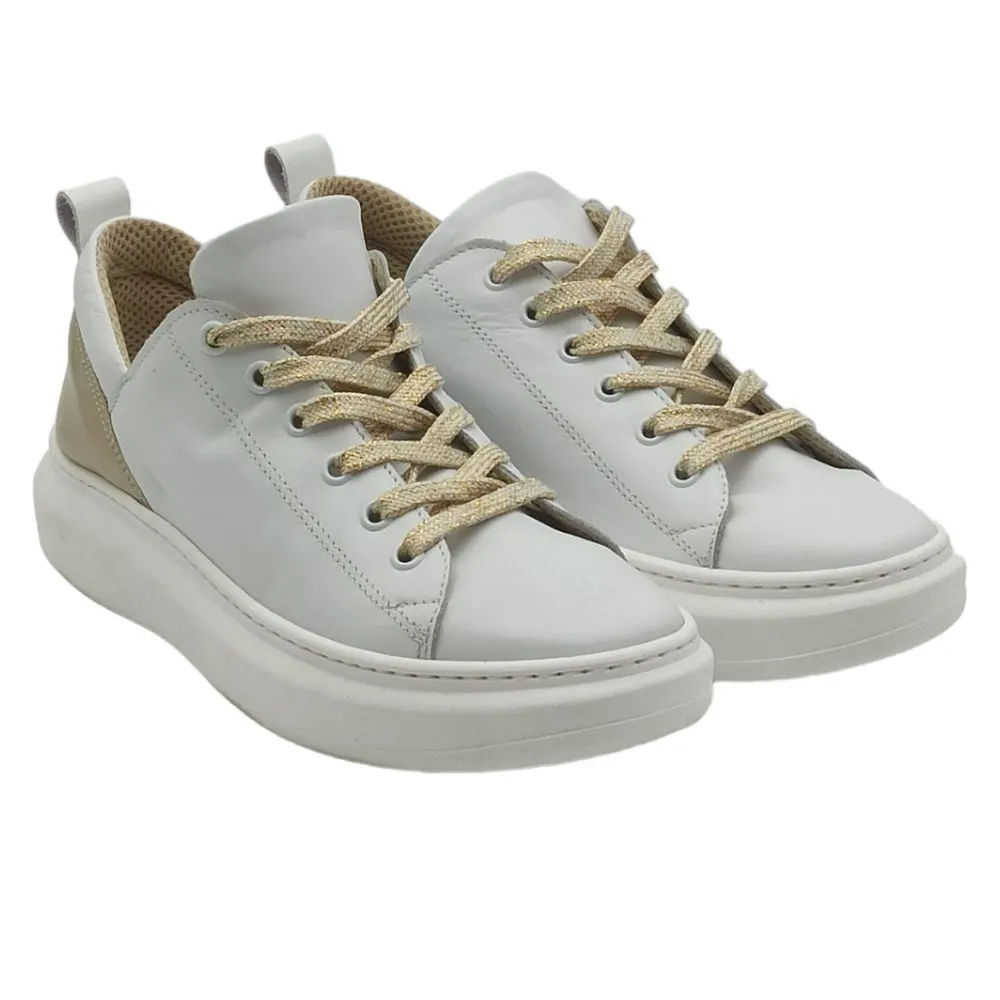 Sneaker donna pelle D. Scudieri MC D21 bianco polar platino