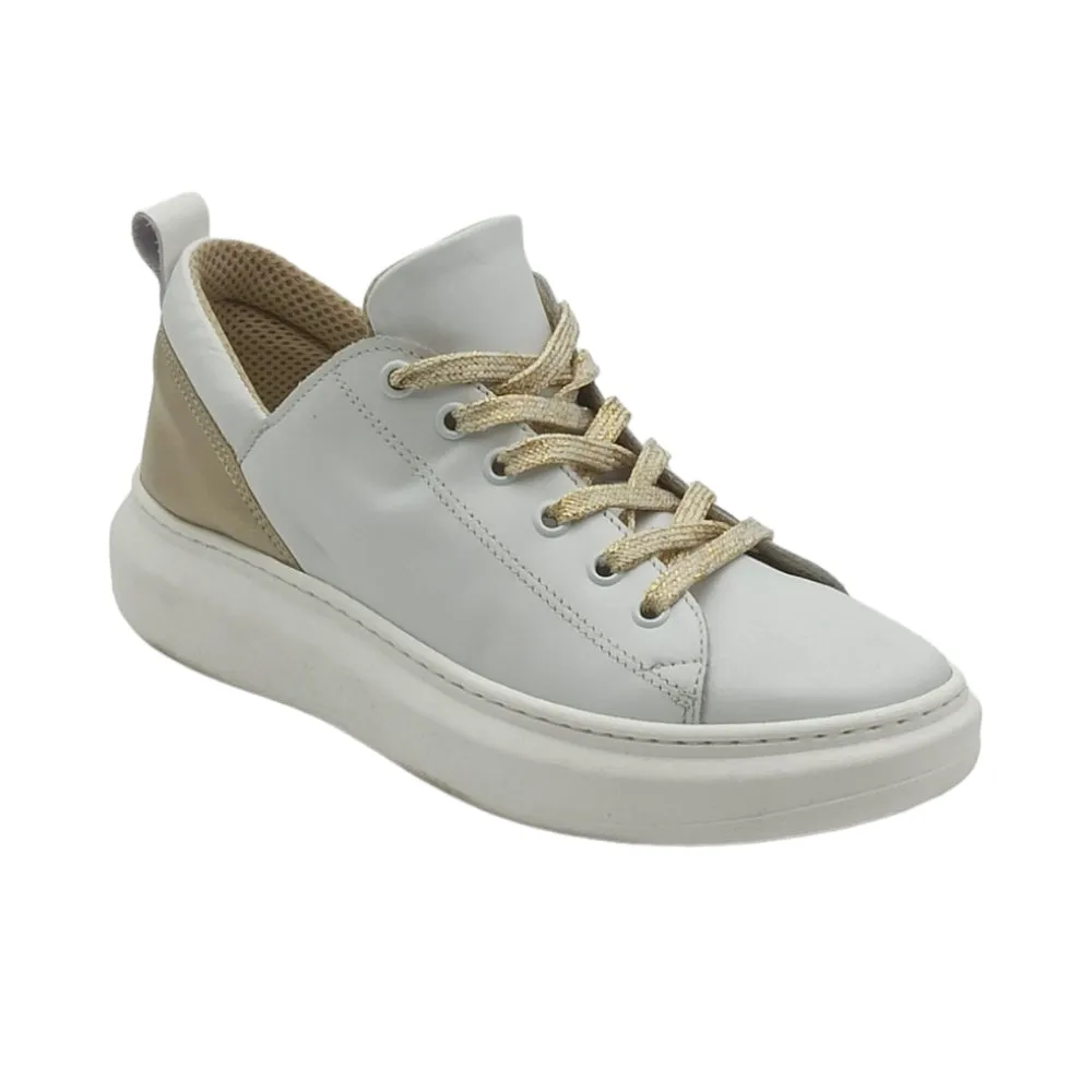 Sneaker donna pelle D. Scudieri MC D21 bianco polar platino