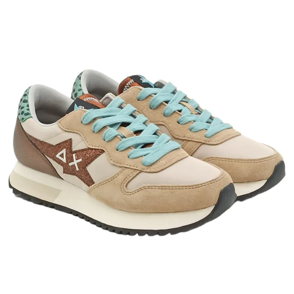 Sneaker donna SUN68 Z43210 stargirl glitter logo beige
