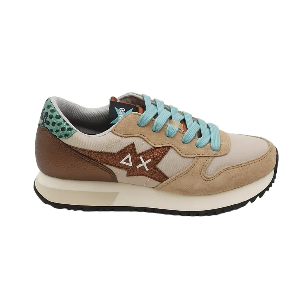 Sneaker donna SUN68 Z43210 stargirl glitter logo beige