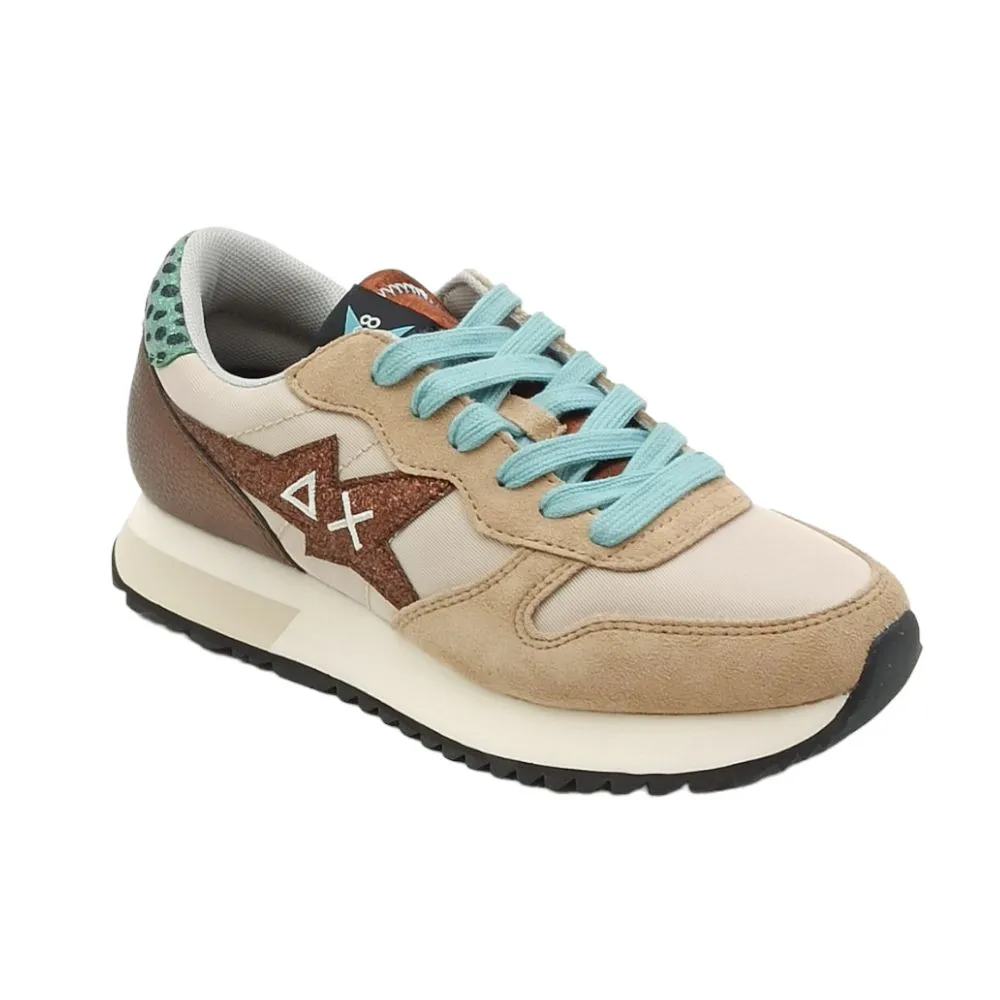 Sneaker donna SUN68 Z43210 stargirl glitter logo beige