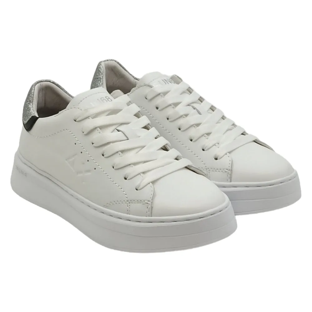 Sneaker donna sun68 Z43225 Grace leather bianco argento