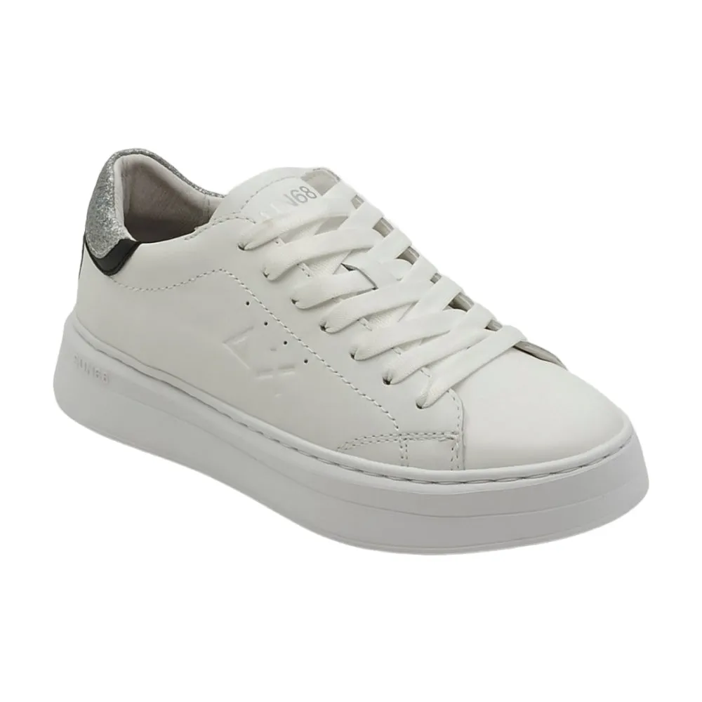 Sneaker donna sun68 Z43225 Grace leather bianco argento