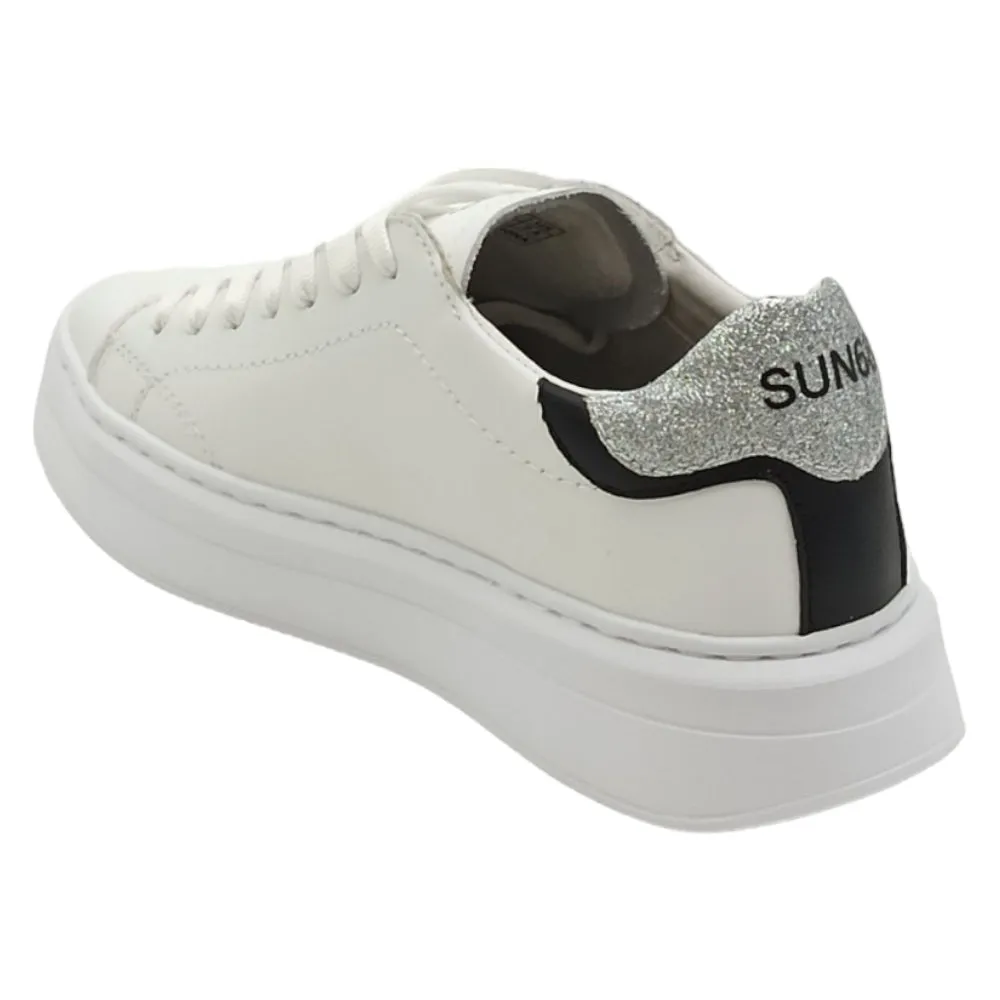 Sneaker donna sun68 Z43225 Grace leather bianco argento
