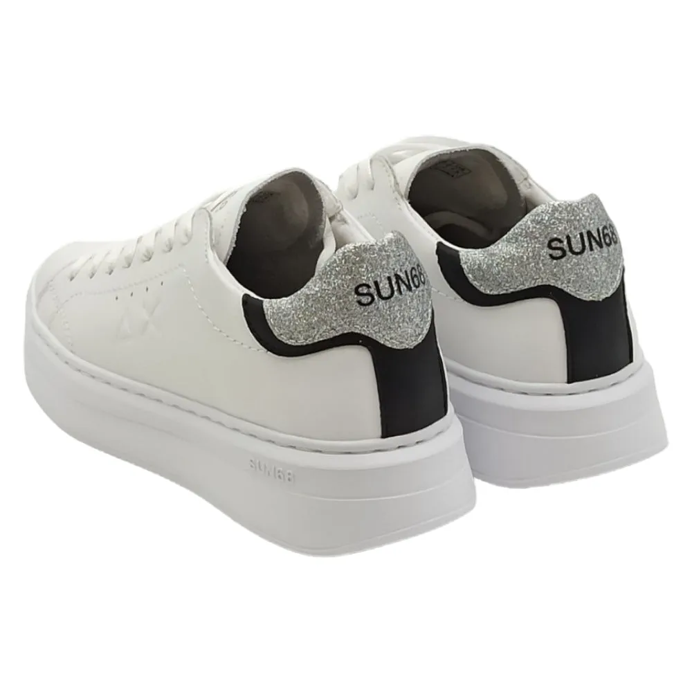 Sneaker donna sun68 Z43225 Grace leather bianco argento