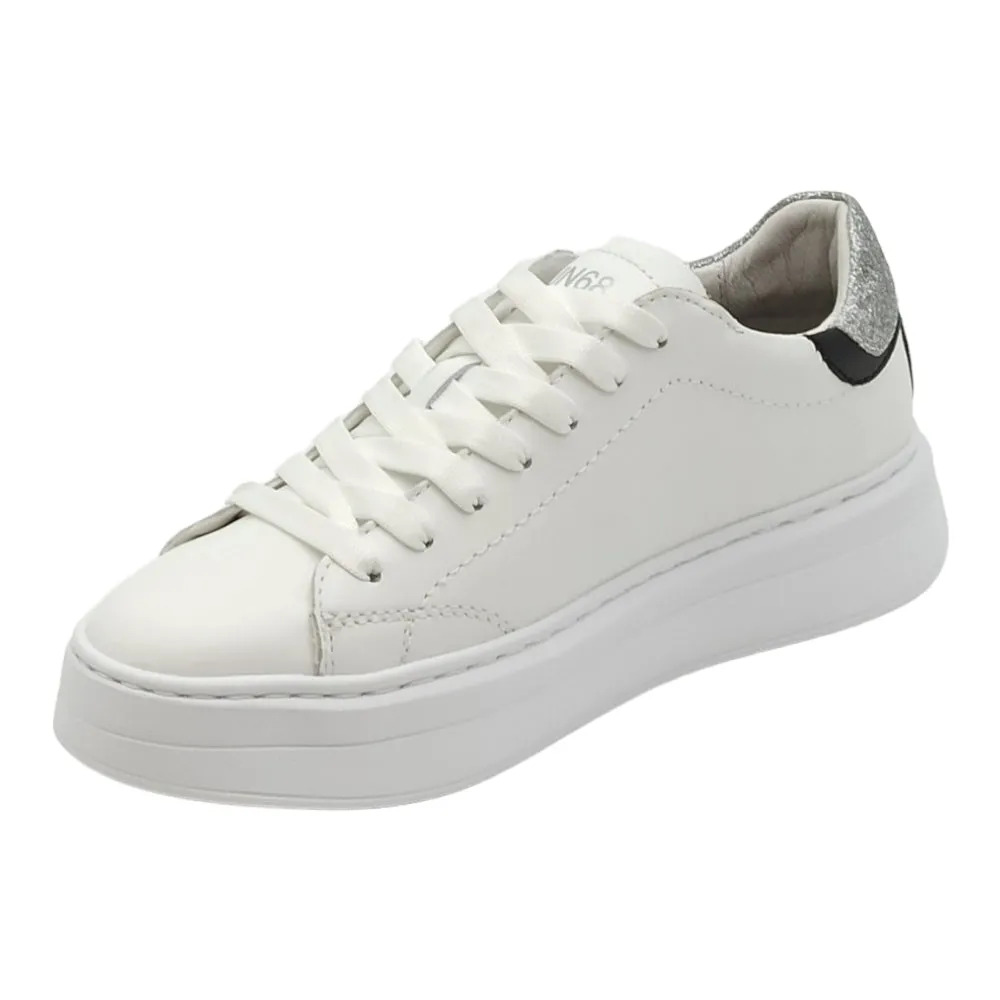 Sneaker donna sun68 Z43225 Grace leather bianco argento