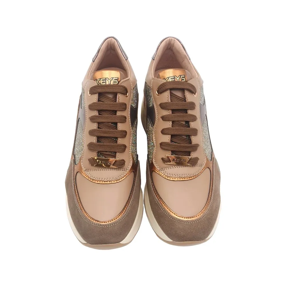 Sneaker donna zeppa Keys K 8401 Almond Bronzo Taupe