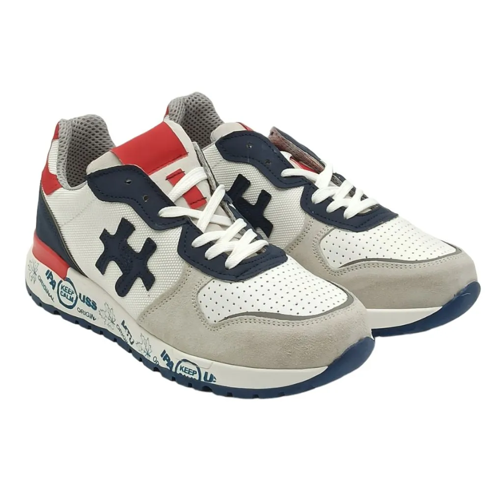 Sneaker uomo camoscio D.Scudieri 08 U ice bianco blu rosso