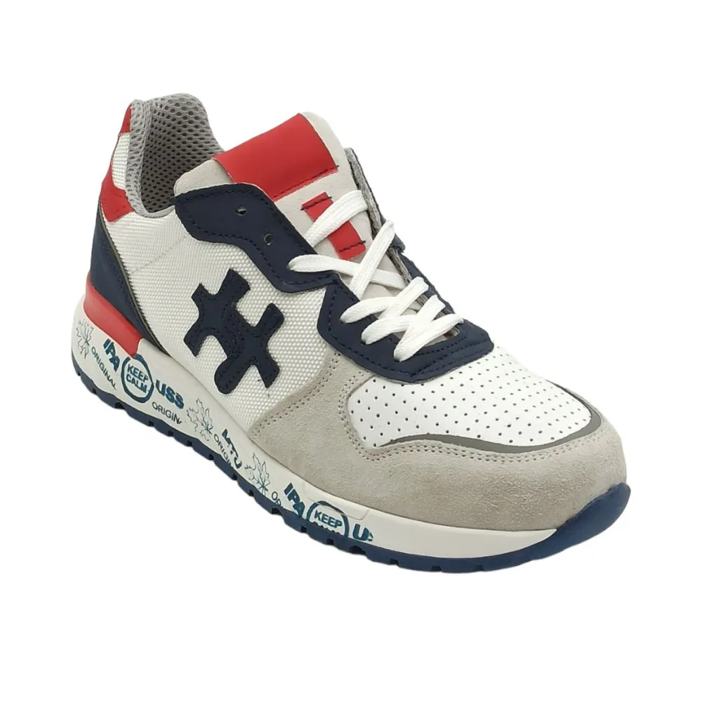 Sneaker uomo camoscio D.Scudieri 08 U ice bianco blu rosso