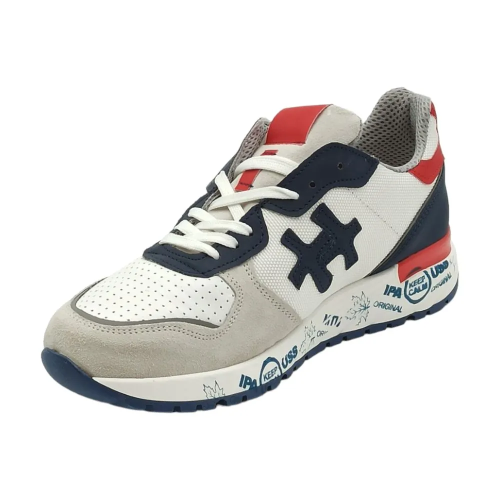 Sneaker uomo camoscio D.Scudieri 08 U ice bianco blu rosso