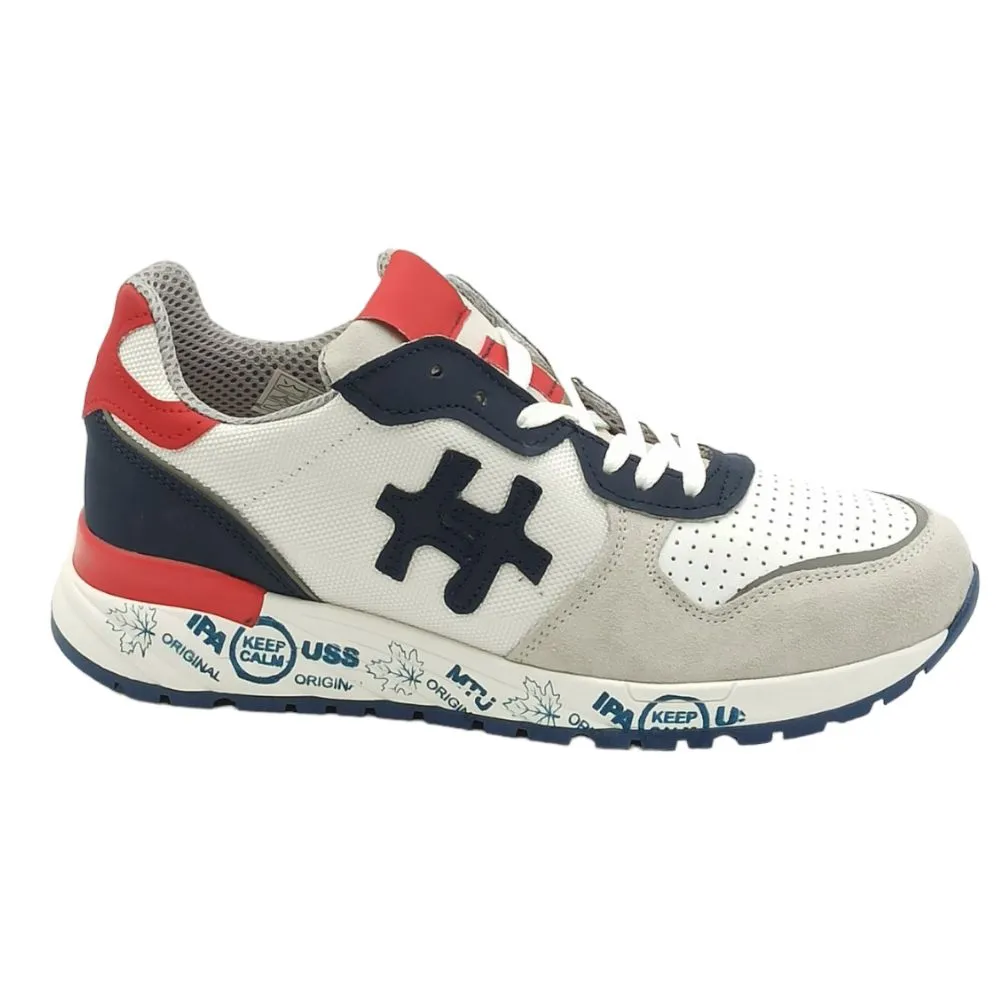 Sneaker uomo camoscio D.Scudieri 08 U ice bianco blu rosso