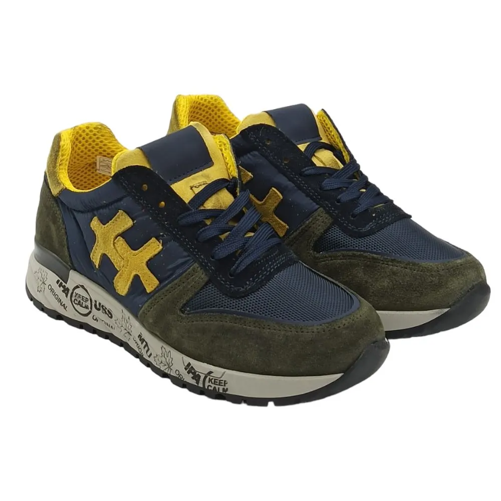 Sneaker uomo camoscio D.Scudieri PRU BLU OLIVA OCRA