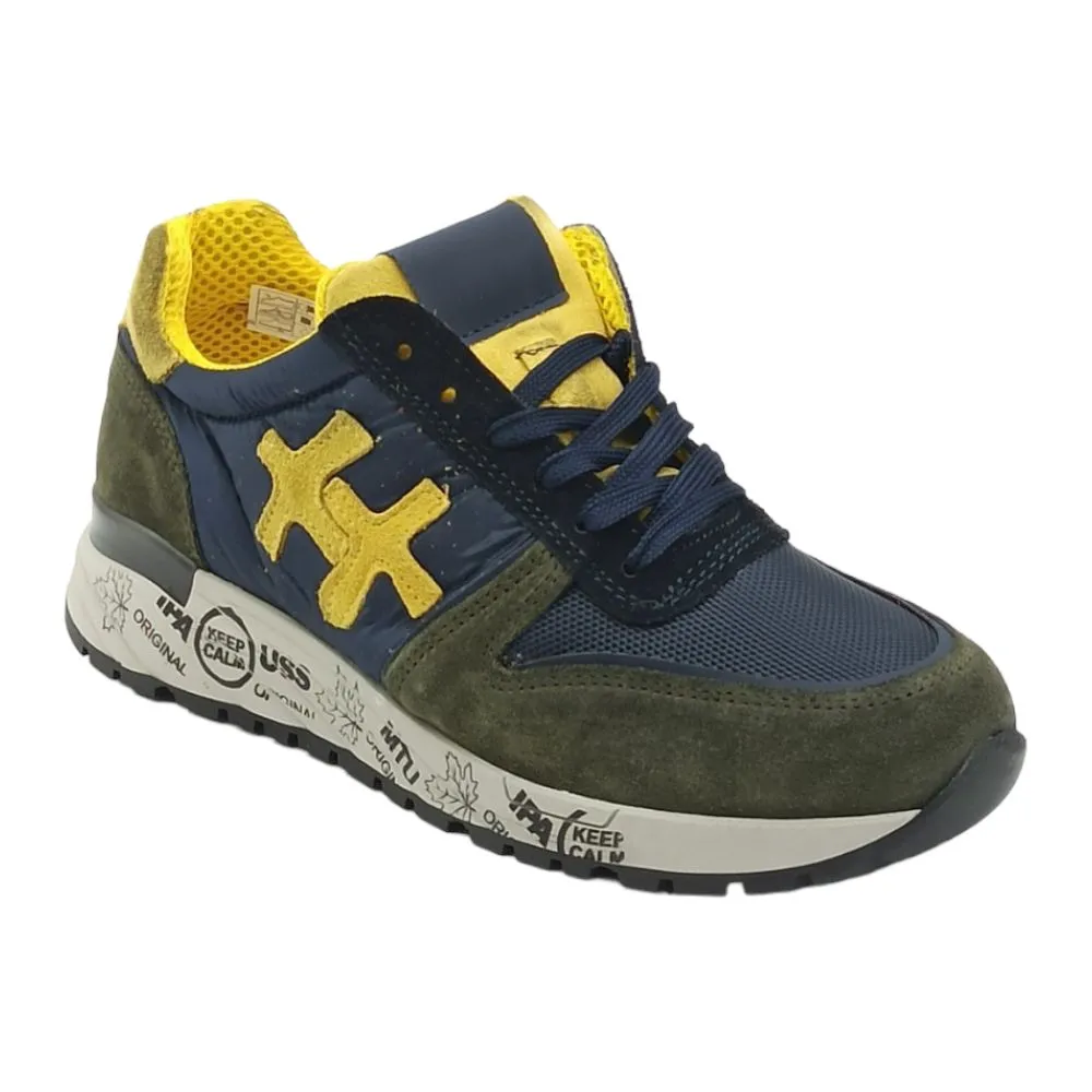 Sneaker uomo camoscio D.Scudieri PRU BLU OLIVA OCRA