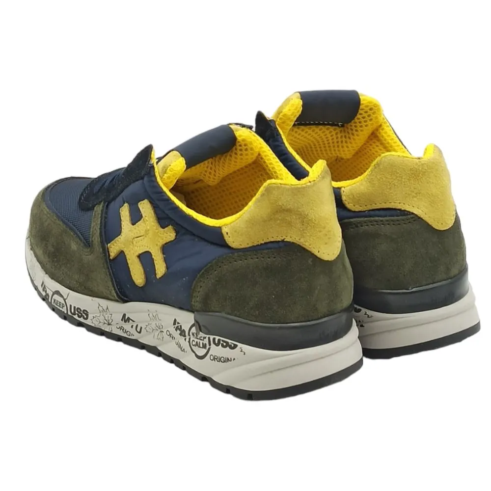 Sneaker uomo camoscio D.Scudieri PRU BLU OLIVA OCRA