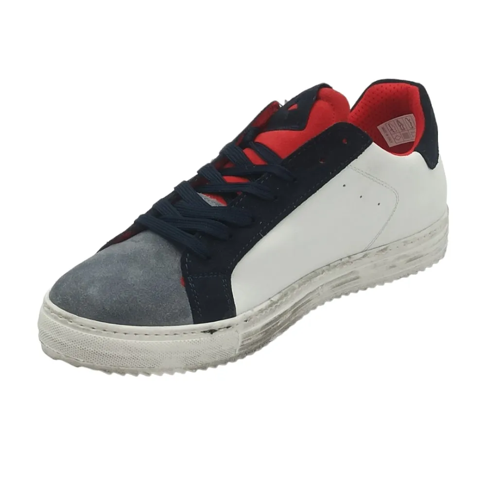 Sneaker uomo stella in pelle D.Scudieri 102 U PIETRA BLU SQUALO ROSSO