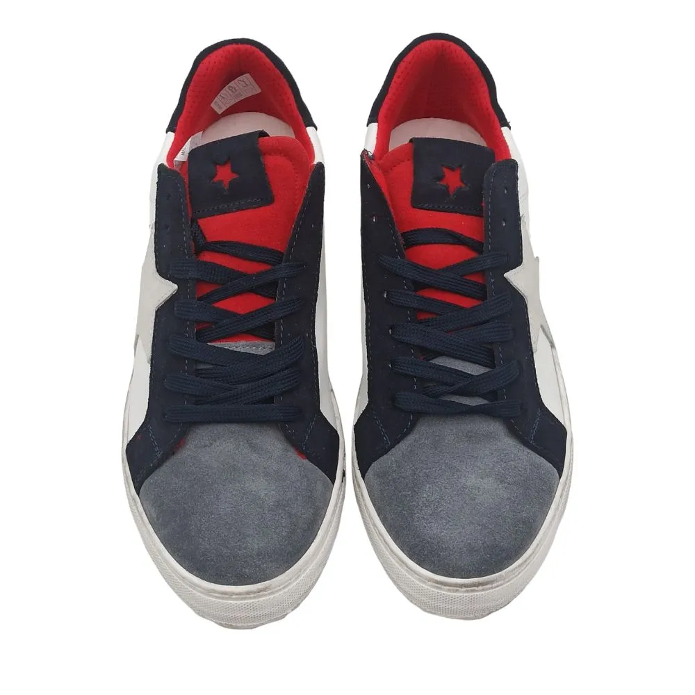 Sneaker uomo stella in pelle D.Scudieri 102 U PIETRA BLU SQUALO ROSSO